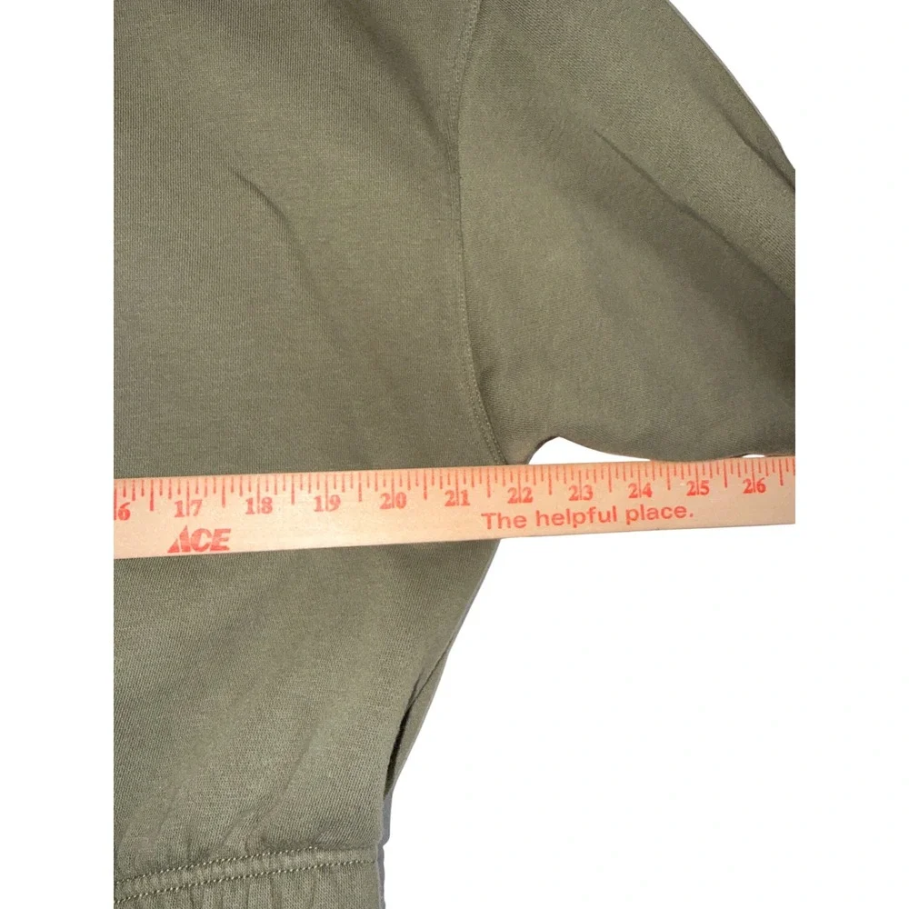 JoyLab Womens Olive Green Cropped Crewneck Sweatshirt Elastic Hem Size M - Picture 9 of 11